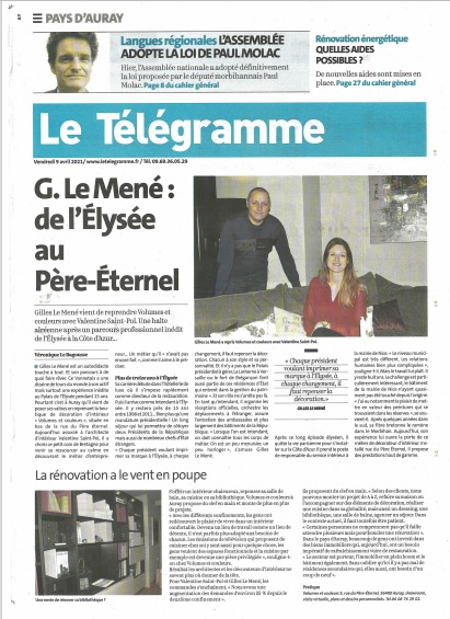 LE JOURNAL "LE TELEGRAMME" NOUS MET A L'HONNEUR